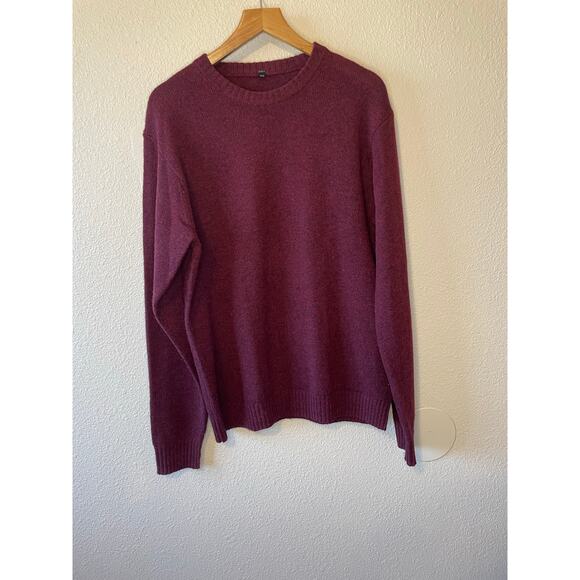 Classic 100% Wool Burgundy Purple Crew Neck Pullover Sweater Medium Minimalist - Picture 10 of 12